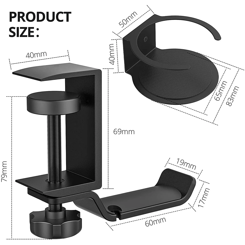 Soporte para auriculares 2 en 1, soporte para auriculares para juegos con portavasos, adecuado para la mayoría de auriculares y bebidas, organizador de escritorio