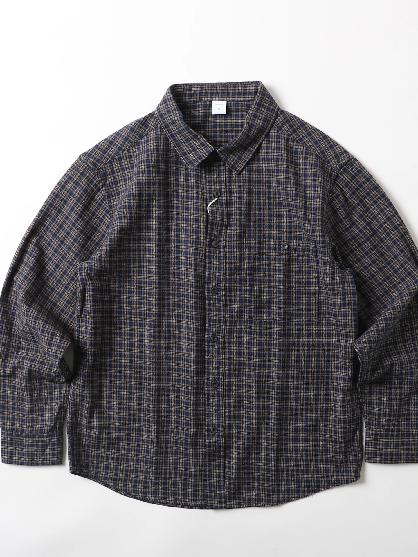 

Washed Pure Cotton Flannel Long Sleeve Shirt Men's Loose Casual Coat Button up Plaid Print Planet Music Brand Planet Music