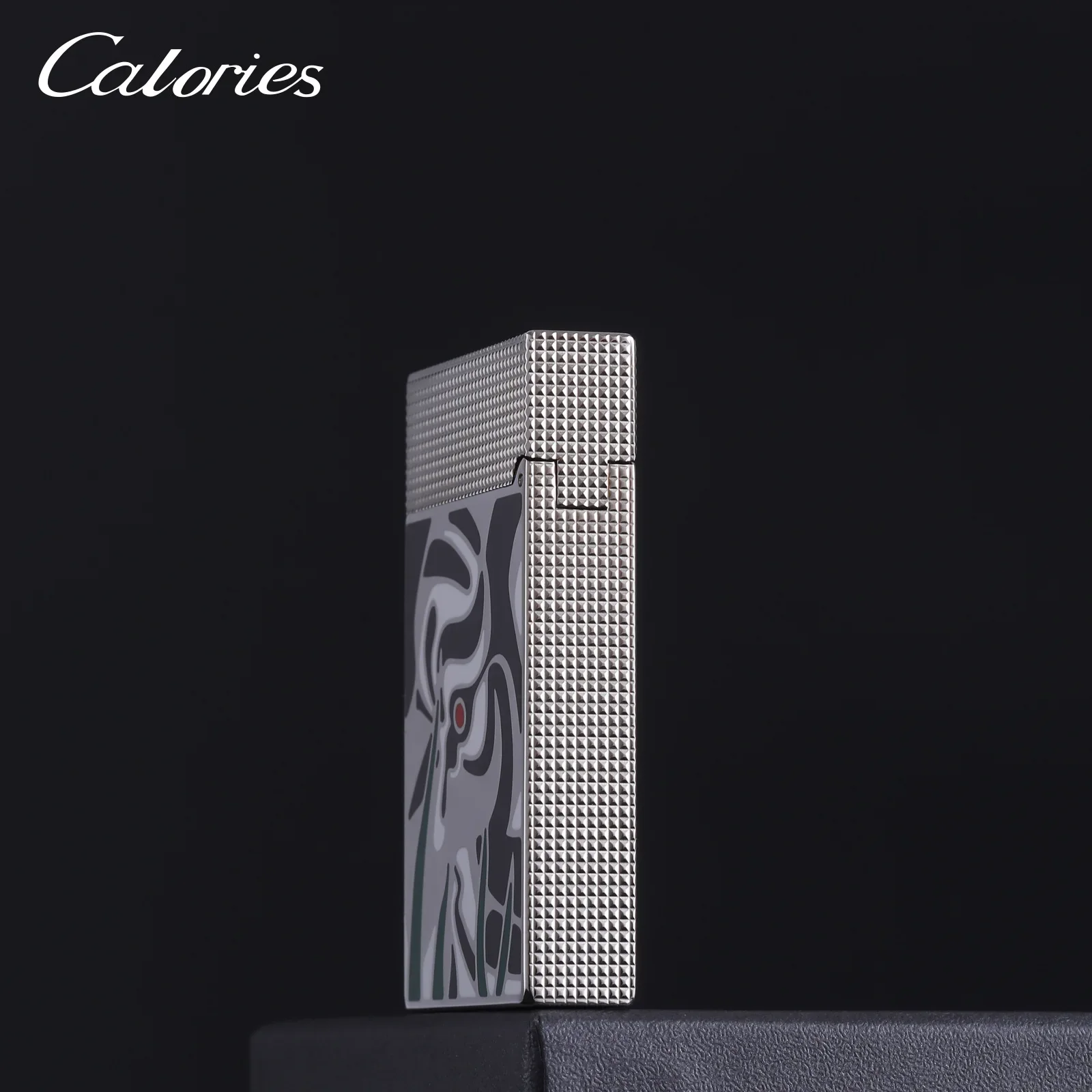 2027 Calories Peking Opera Tiger Eye Loud Sound Inflatable Side-Sliding Lighter, High-End Piano Sound Creative Brass Men’s Gift