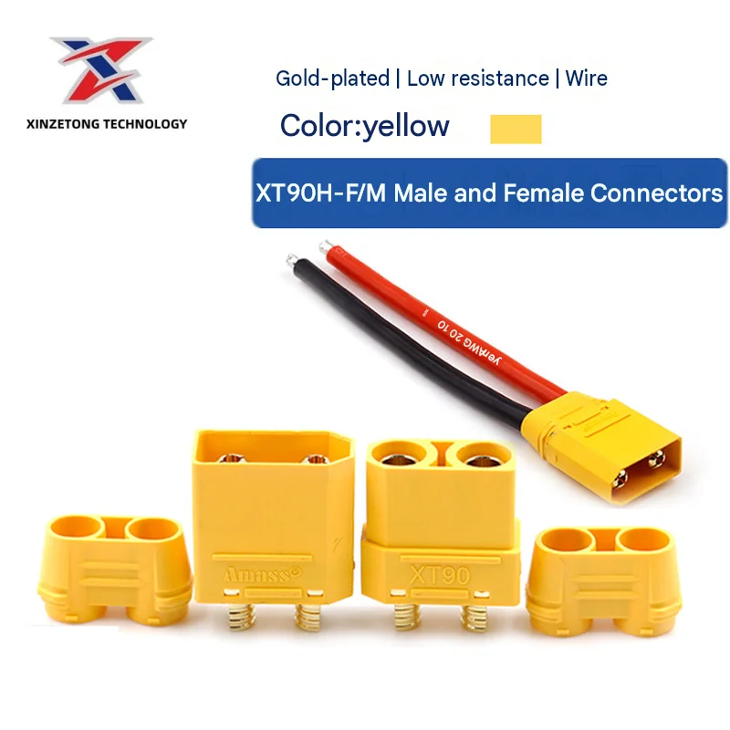 Amass XT90H Genuine Injection Molded Plug 45A High Current Connector for Drones and New Energy Lithium Batteries