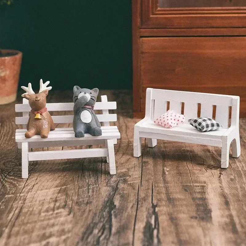 Creative Doll Housefurniture Toys Mini Bench Home Decoration Solid Color Small Bench Shooting Background Props Garden Ornaments