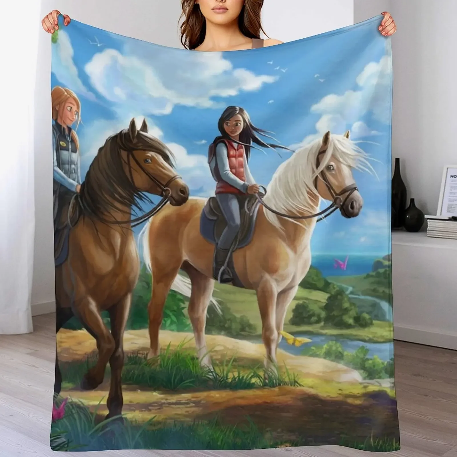 Horse - Star Stable Throw Blanket Soft Bedroom Blanket for Night Sleeping