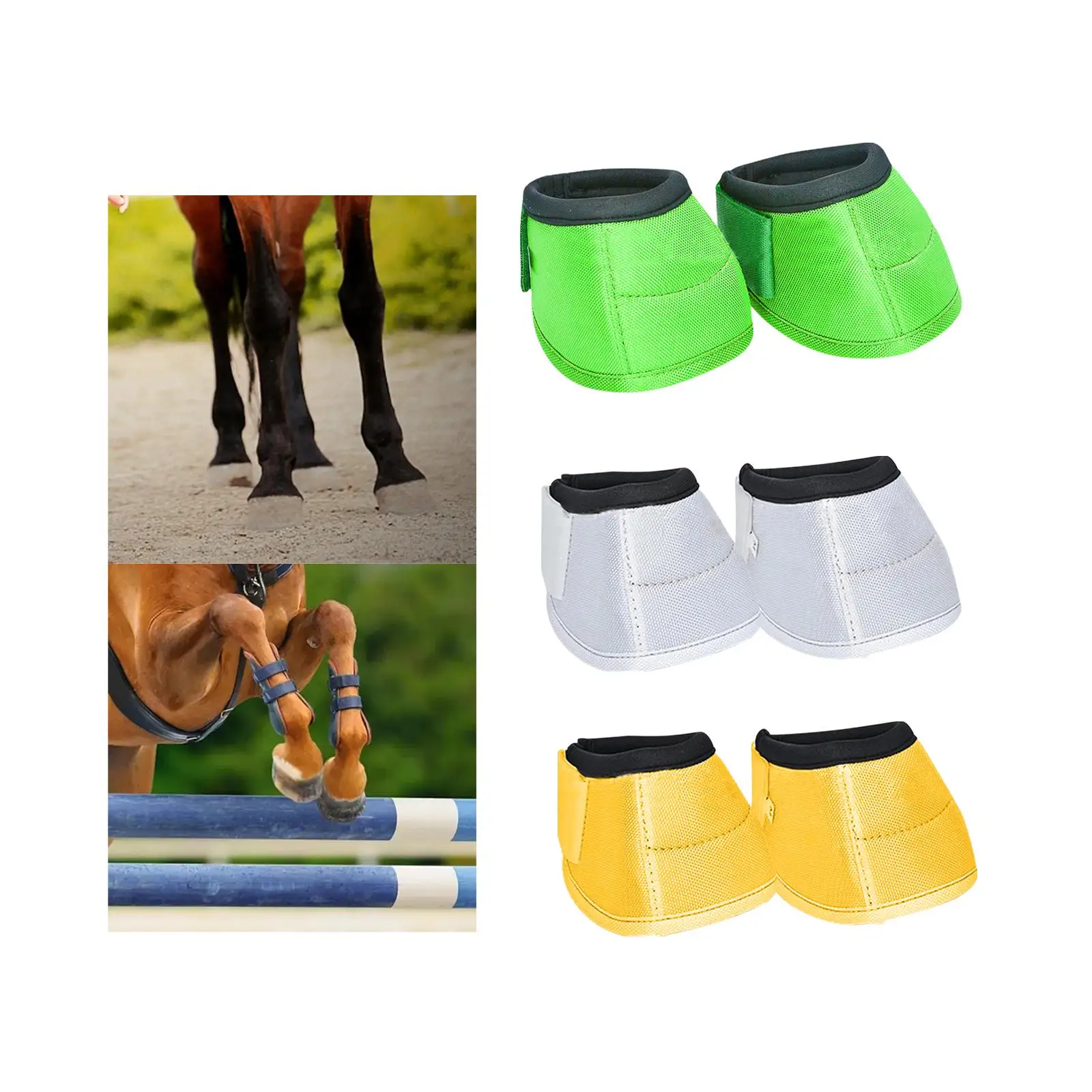 2Pcs Horse Bell Boots Horse Care Boot Quick to Wrap Durable Easily Put on and Take Off Hoof Protection for Riding and Turnout