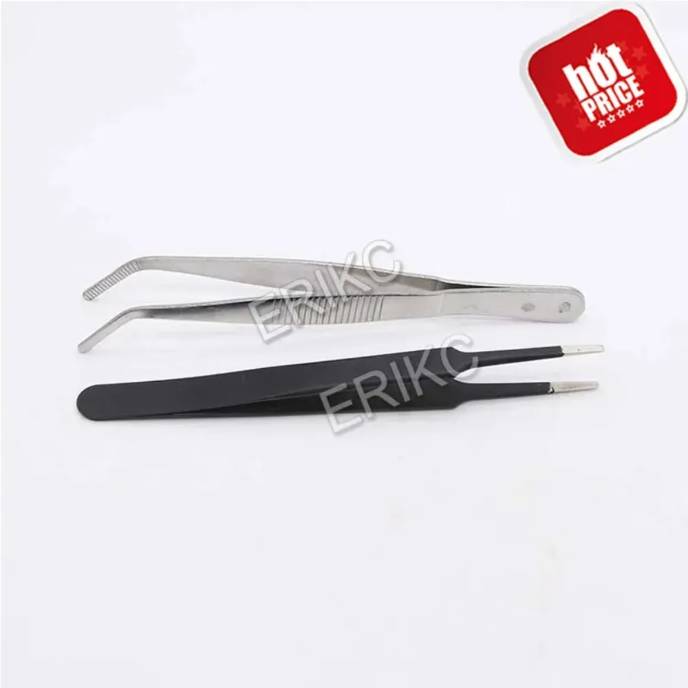 

ERIKC Curved Straight Tweezers Repair Tools, Diesel Injector Spare Parts Shims Gasket Stainless Steel Tweezers Maintenance Tools