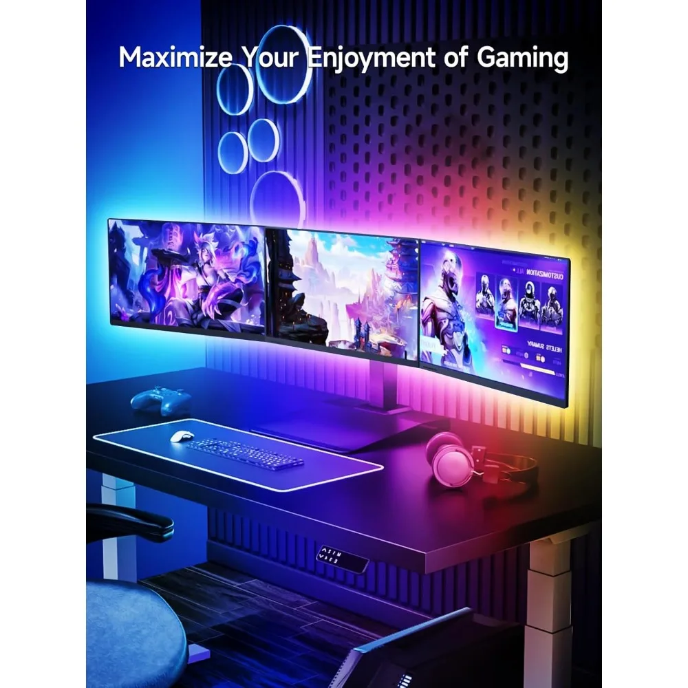 Luces LED para TV, luces LED de 9,8 pies para TV de 35-55 pulgadas detrás de la iluminación, retroiluminación de TV que cambia de color RGB con aplicación y control remoto, Mu