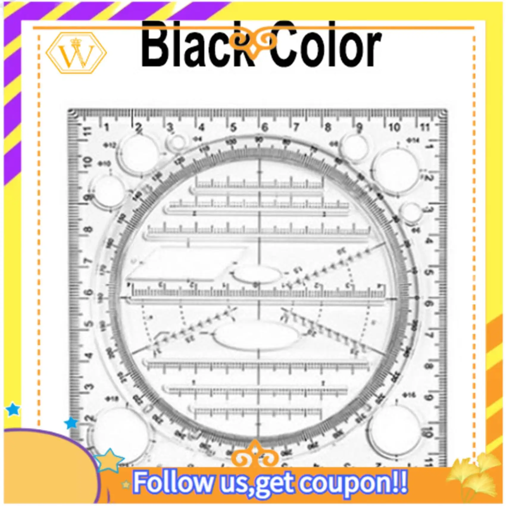 Latest-Multifunctional Circle Drawing Template, Geometric Drawing Tool, Measuring Ruler, Rotatable Angle