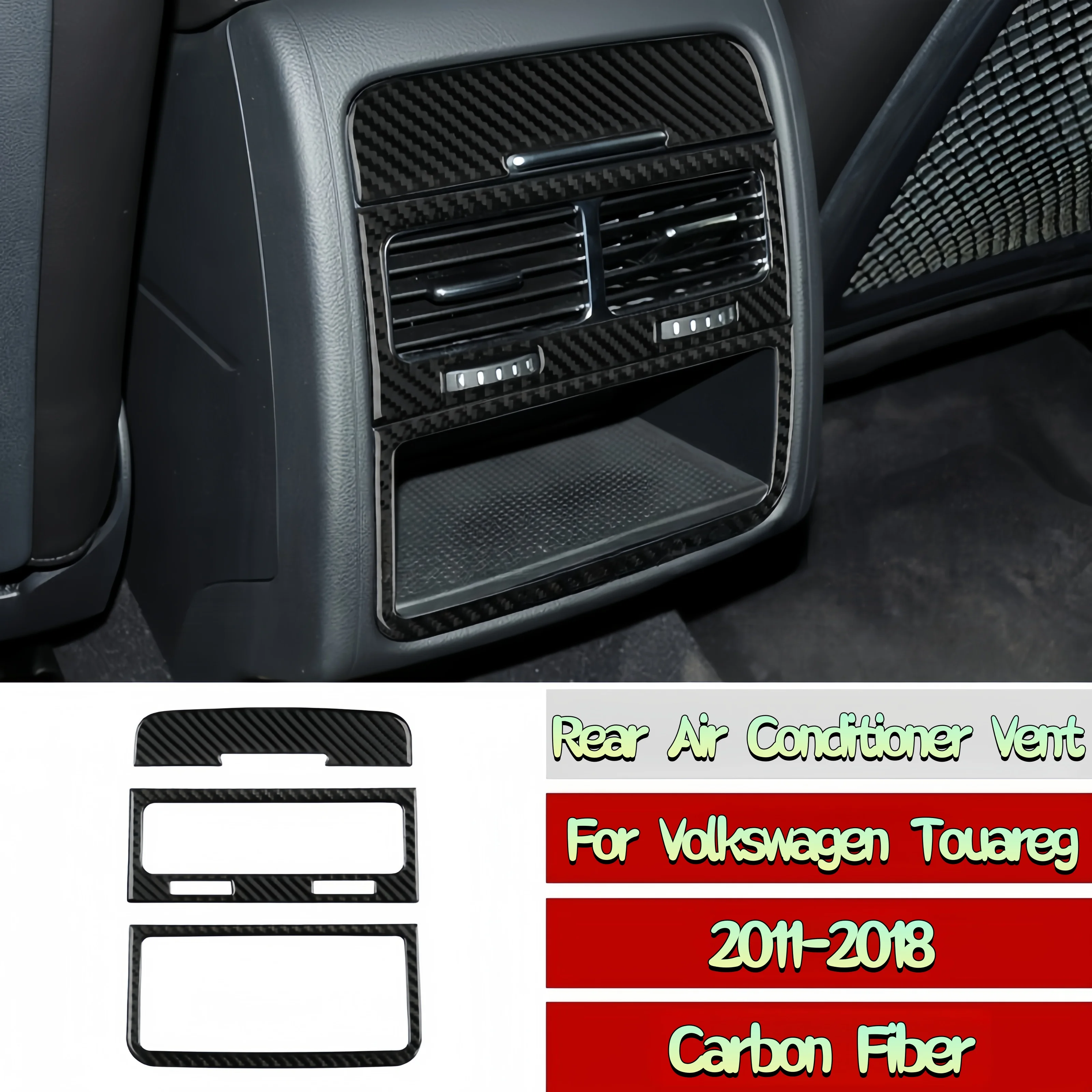 For Volkswagen Touareg 2011-2018 Carbon Fiber Interior Car Rear Air Conditioning Outlet Frame Trim Cover Sticker Auto Zubehör