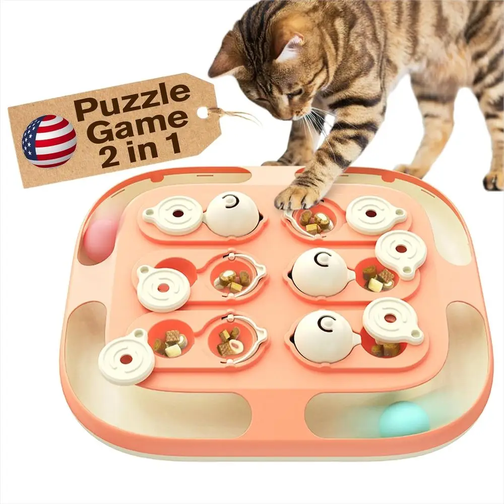 

2 Ways to Play Large Size Cat Treat Puzzle Toy - Tracking Balls or Indoor Cats Puzzles Seeder Kitten Stimulating Enrichment Slow