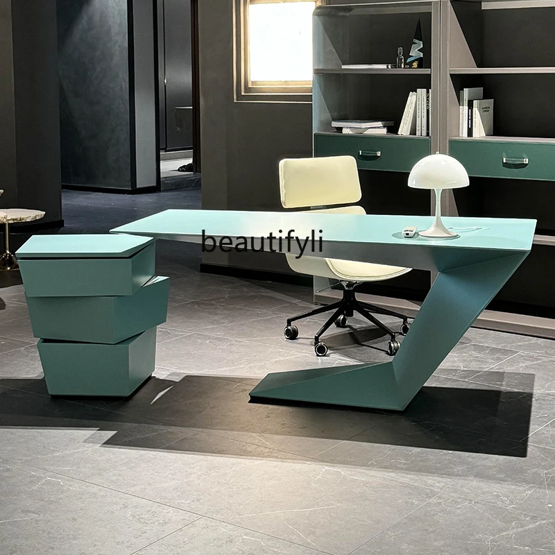 

Modern Solid Wood Simple Boss Desk Light Luxury Model Room Writing Desk President Office Computer Desk