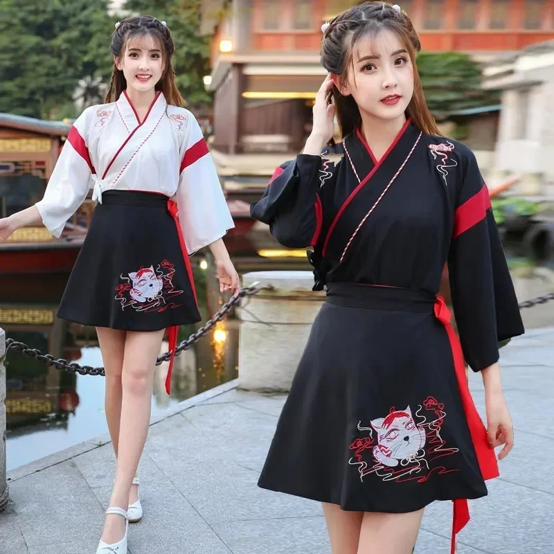 Disfraz de Anime Han para Mujer, Top Negro Harajuku, Falda de Fiesta Cosplay, Ropa de Primavera para Niñas, Gato Zep