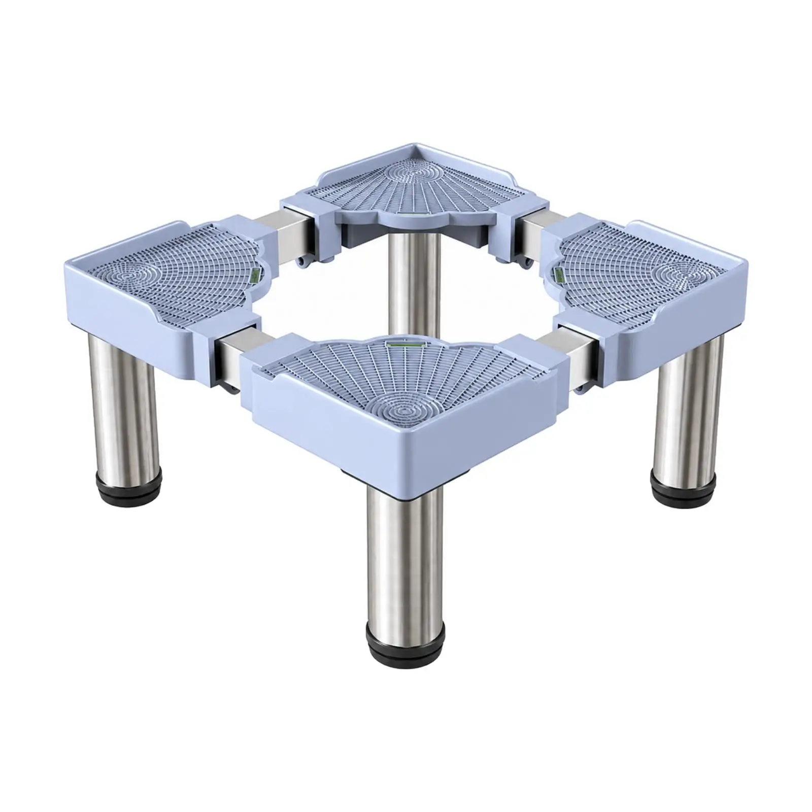 Sturdy Washer Riser with Adjustable Width Stainless Steel Legs and Non Slip Pads for Compact Washer Machine in Apartment