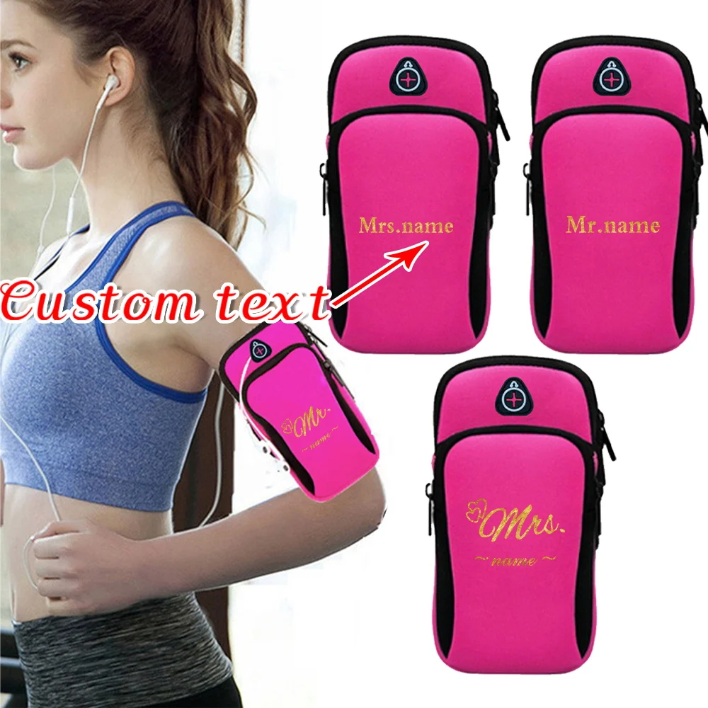 

Customized Name Pink Arm Strap Sports Phone Bag Running Arm Bag Phone Bag Waterproof Running Accessories