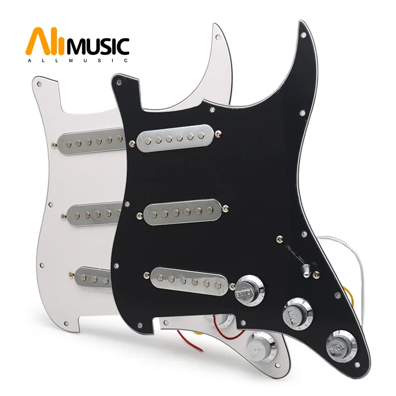 SSS Silver Pickup Pickguard for ST Electric Guitar Pickguard and Loaded Prewired scratchplate Assembly