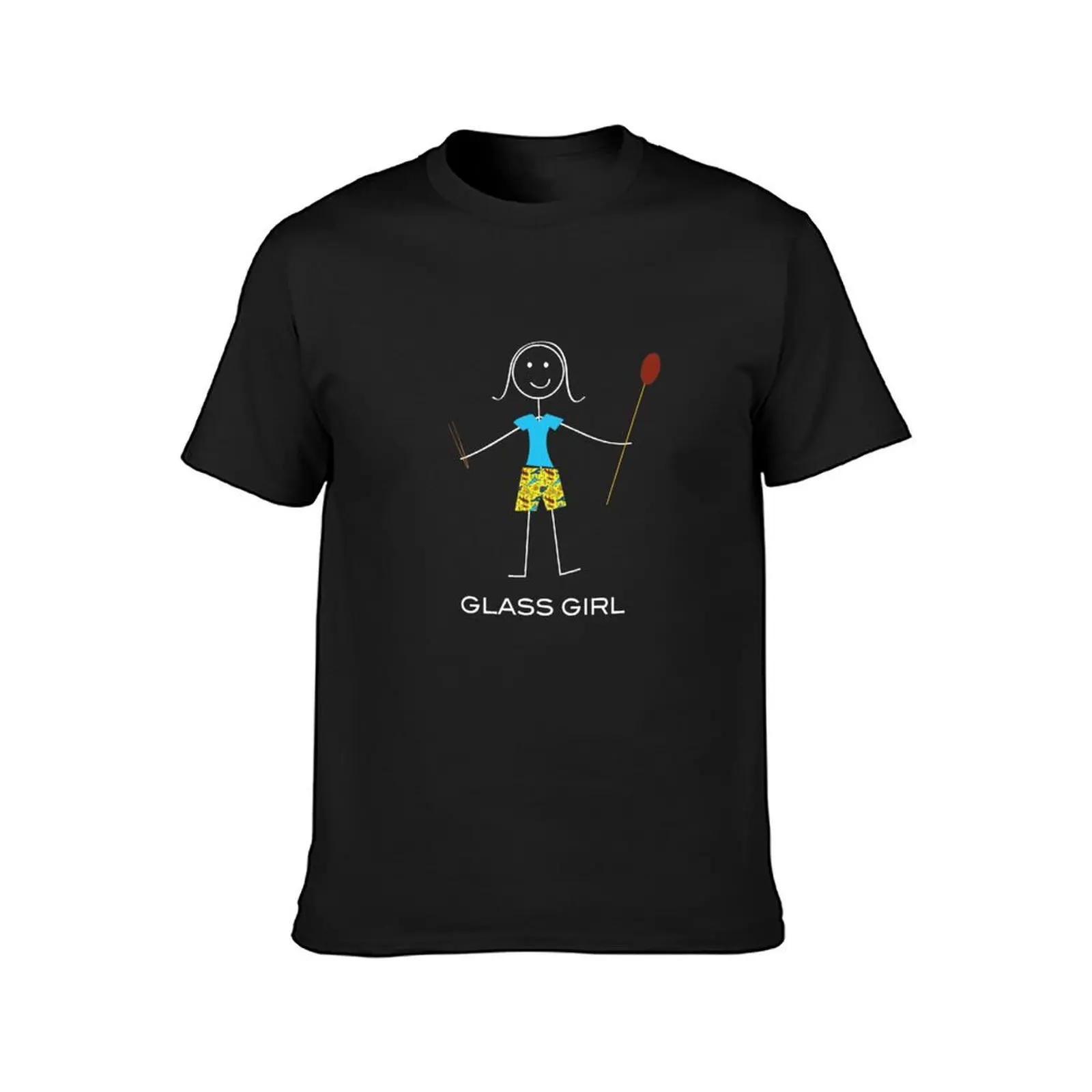 Funny Women Glassblowing Illustrated Glass Girl Stick Figure T-Shirt summer top funnys sports fans mens t shirts pack