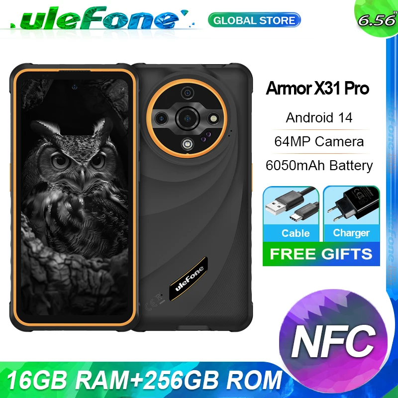 Ulefone Armor X31 Pro,16 Гб + 256 Гб,5G Rugged,6050 мАч,6.56'' Display,64MP Night Camera,Android 14,NFC,глобальная версия