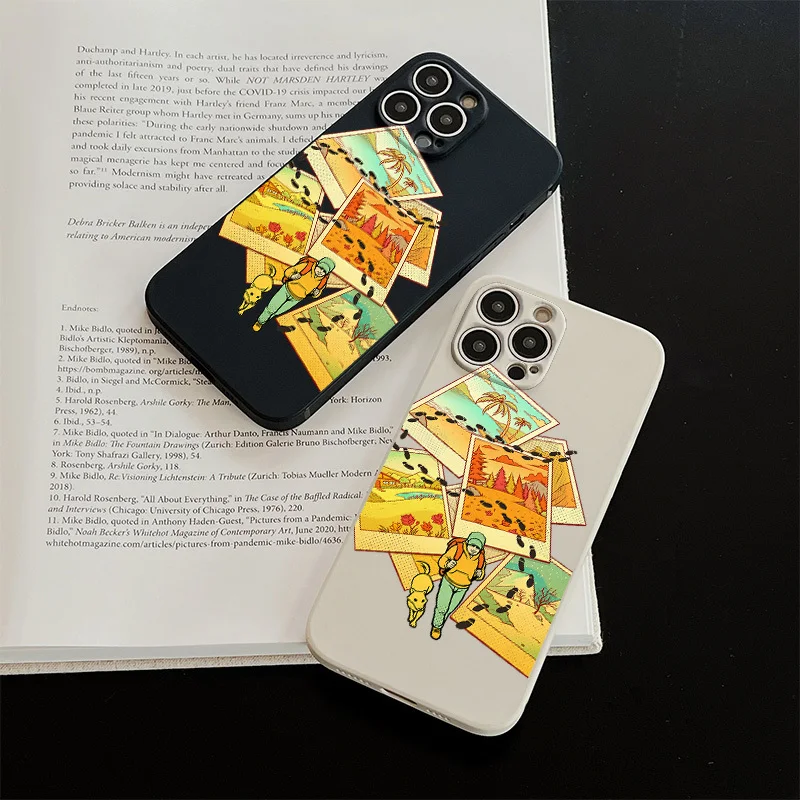 Liquid Silicone Soft Case For Iphone 11 14 15 Pro Max Artist Travel Records 12 13 Mini 7 8 Plus X XR XS Max Shockproof Cover