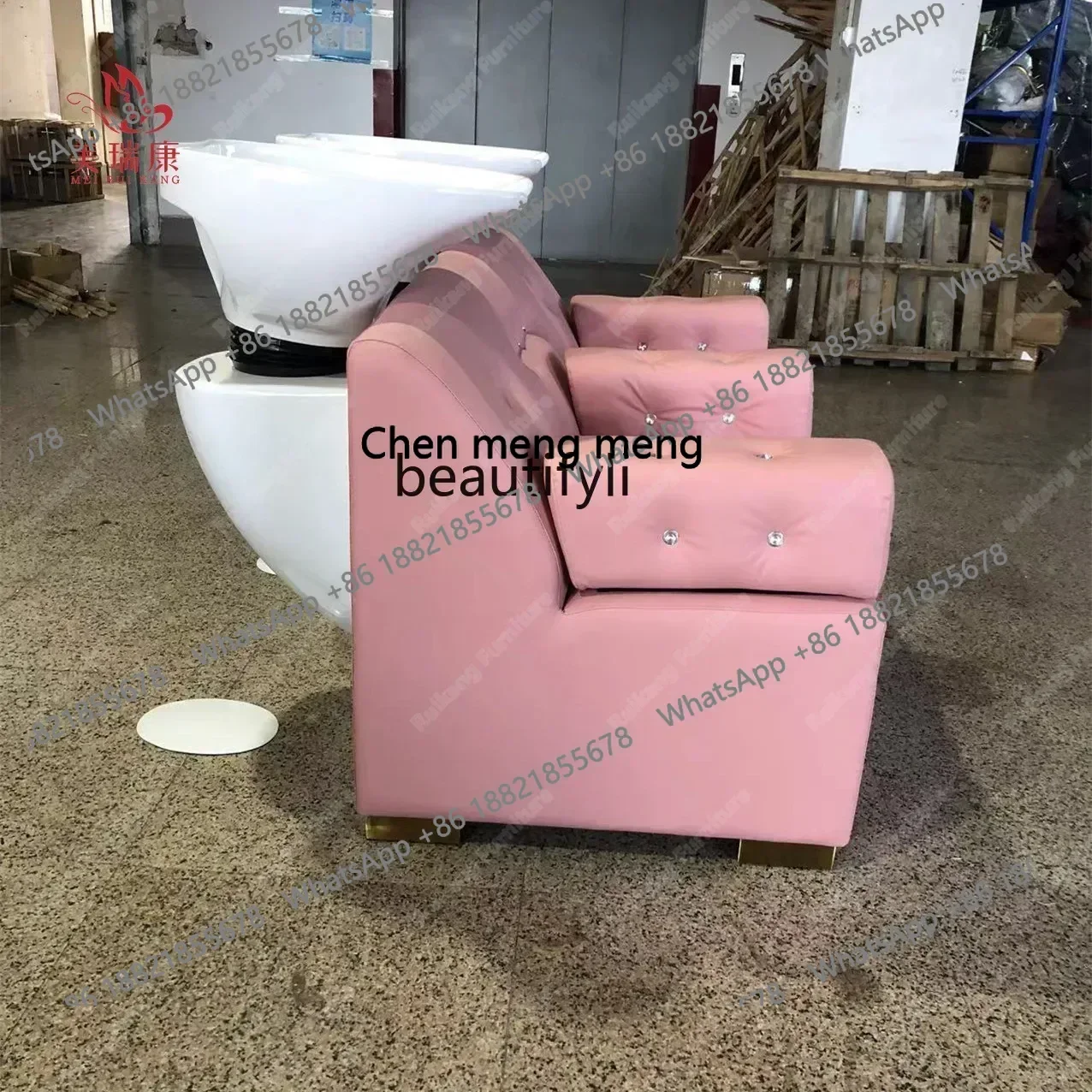 smt7486 Doppia poltrona per shampoo per parrucchiere Letto multifunzionale per terapia della testa di fumigazione tailandese Letto per il viso Temperatura costante7486