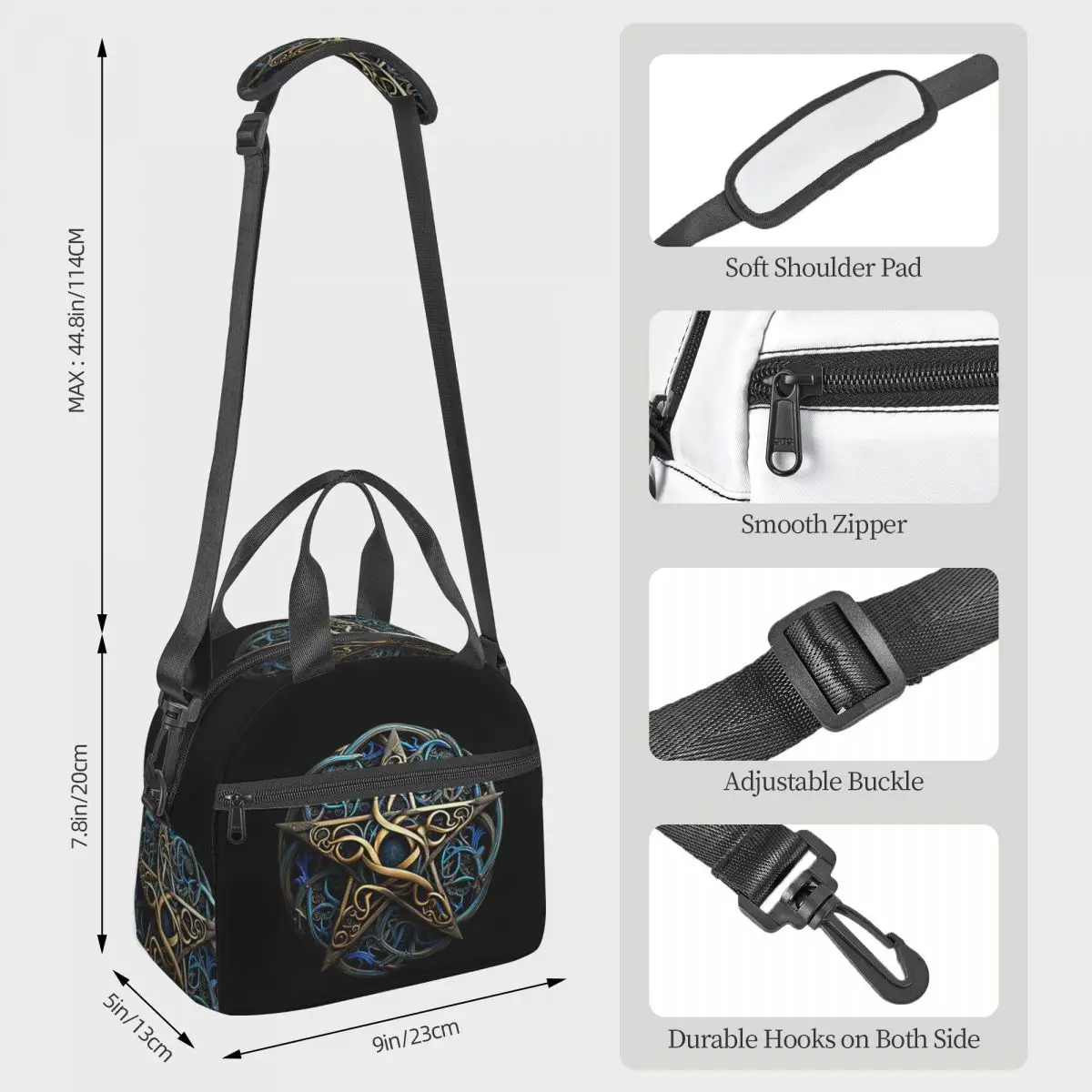 Occult Satanic Pentagram Lunch Bags Insulated Bento Box Lunch Tote Leakproof Picnic Bags Thermal Bag for Woman Kids Office