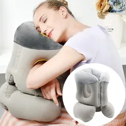 Upgraded Inflatable Air Cushion Travel Pillow Headrest Chin Support Cushions for Airplane Plane Car Office Rest Neck Nap Pillows
