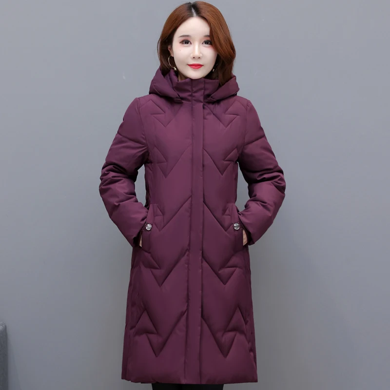 

Women's Winter Padded Coats Hooded Casual Solid Color Thick Warm Winter Jackets 2023 Woman Elegant Long Parkas