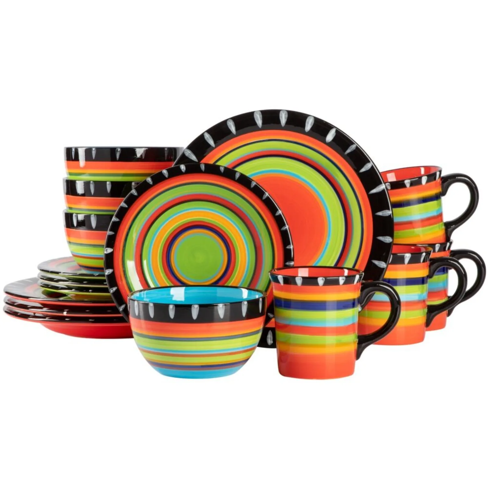 

US Feliz Mesa 16-Piece Hand Painted Dinnerware Set