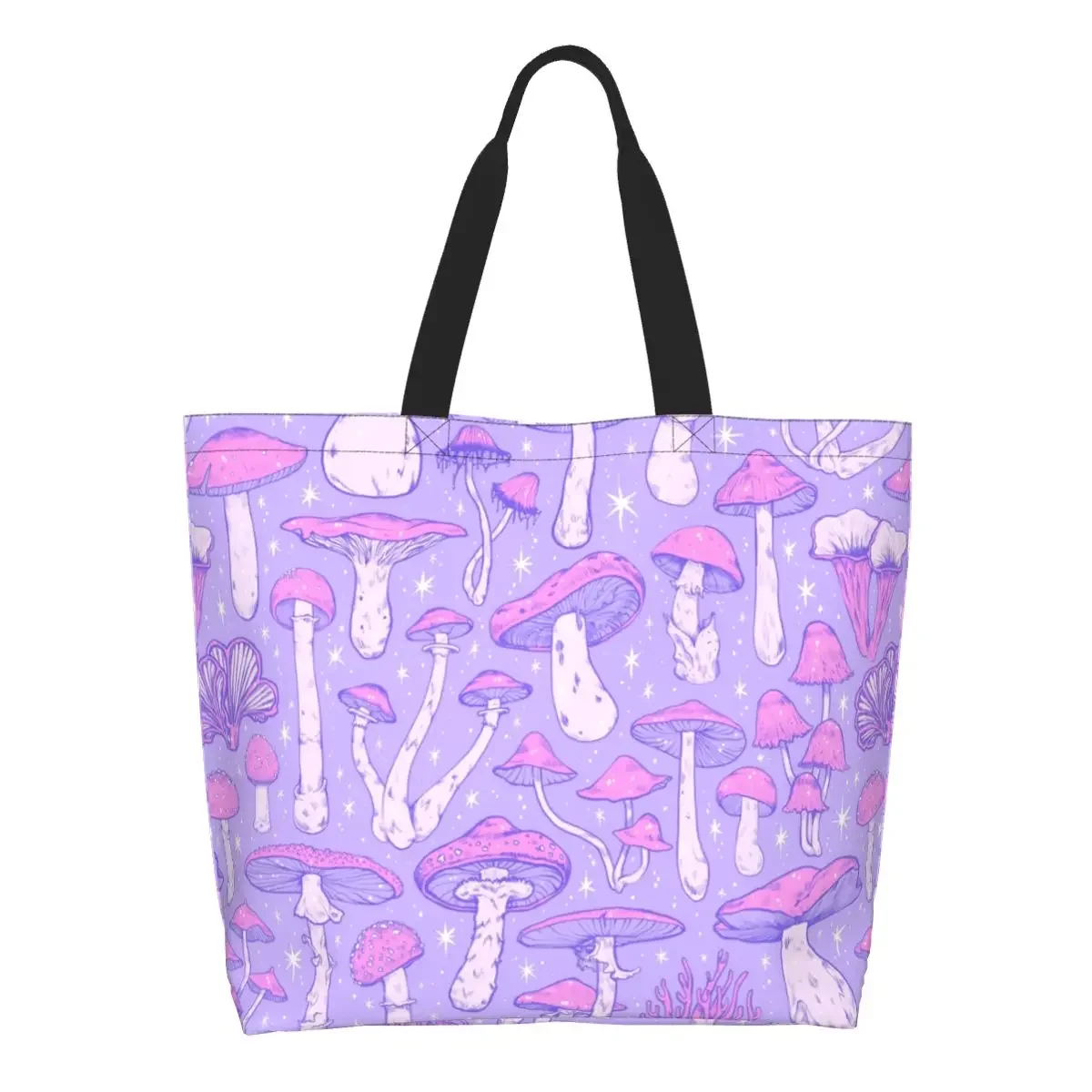 

Magic Mushrooms Pastel Grocery Shopping Tote Bags Funny Psychedelic Canvas Shopper Shoulder Bags Large Capacity Handbags