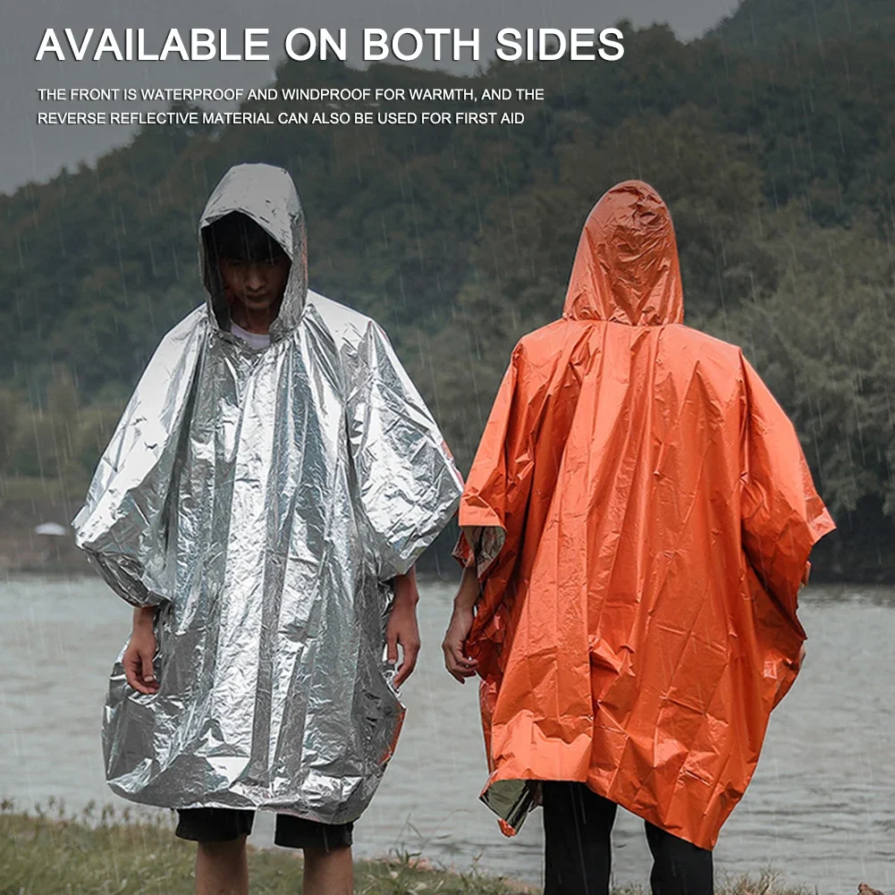 1-3pcs Emergency Raincoat Poncho Thickened Reflective Long Blanket Survival Equipment  for Rain Man Women Reflective Rainwear