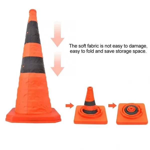 Cone de segurança reflexivo dobrável com luzes LED, Cones de tráfego dobráveis, Cone de estrada multiúso, 30cm, 45 cm, 70cm de altura