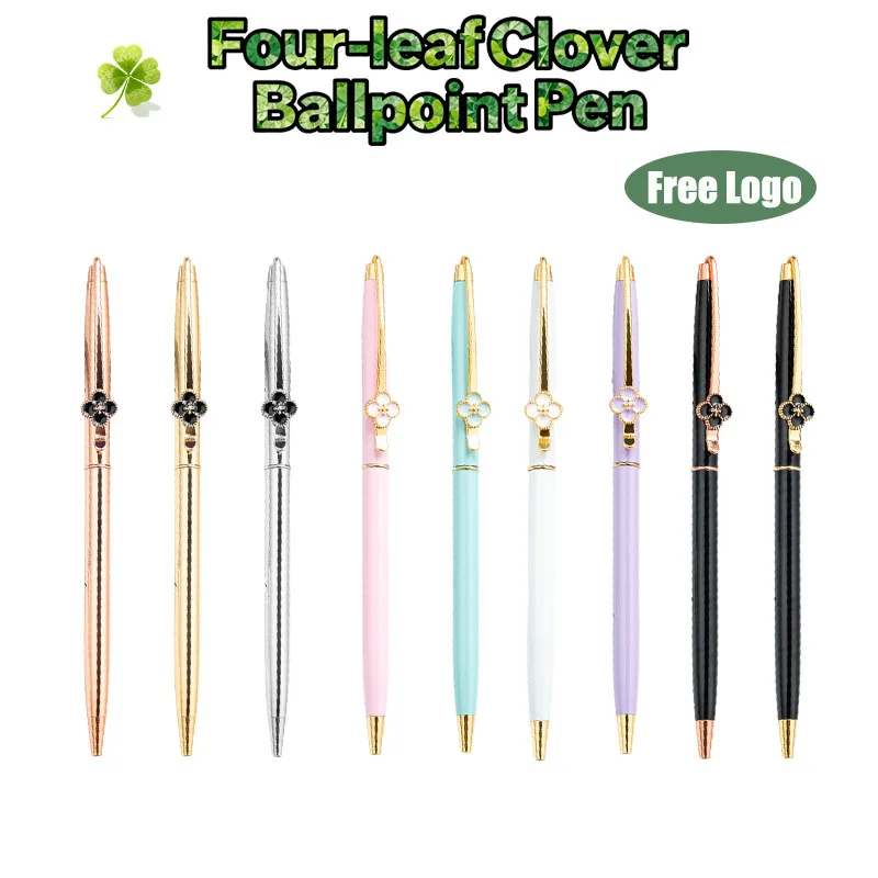 

Шариковая ручка с логотипом Clover по индивидуальному заказу, подарочная ручка, рекламные офисные ручки, многоцветная вращающаяся металлическая шариковая ручка с логотипом
