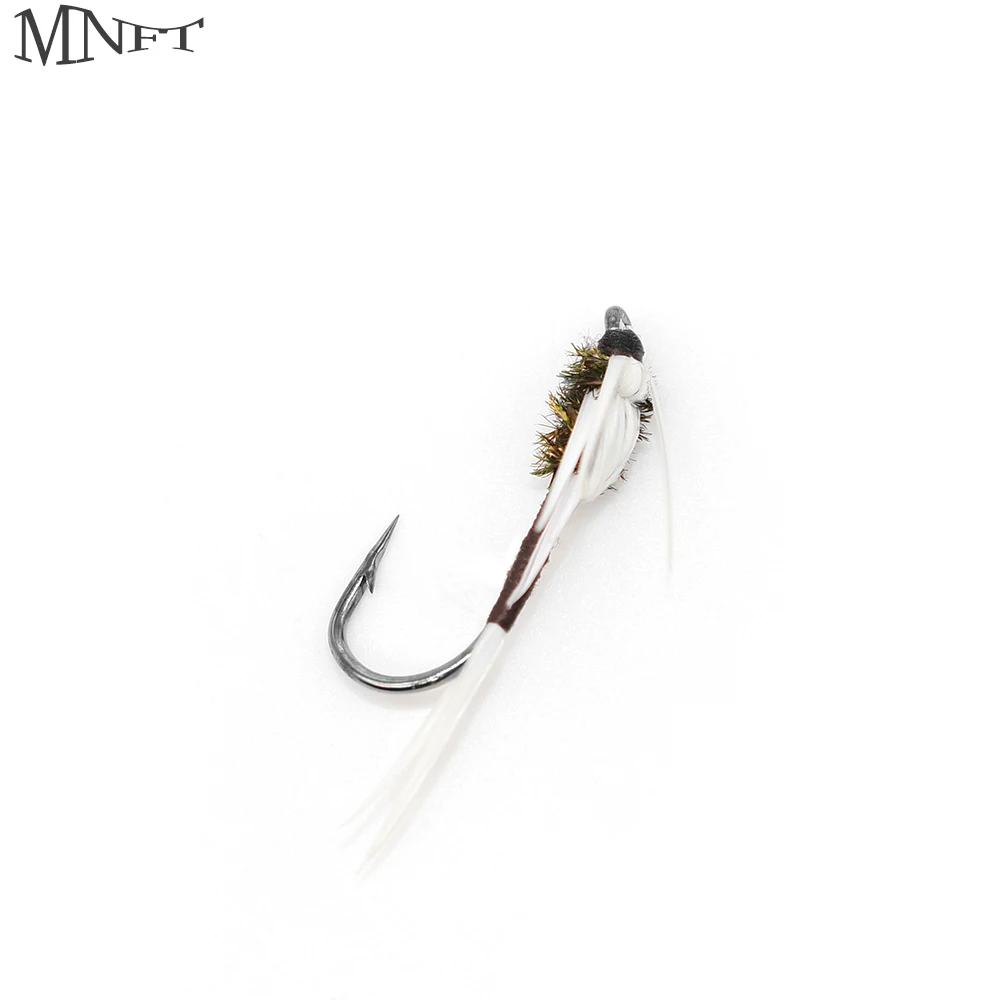 MNFT 10Pcs #6 Pure White Tail Fly Insects Nymph Lure Trout Flies Fishing Fly Wet Dry Hook