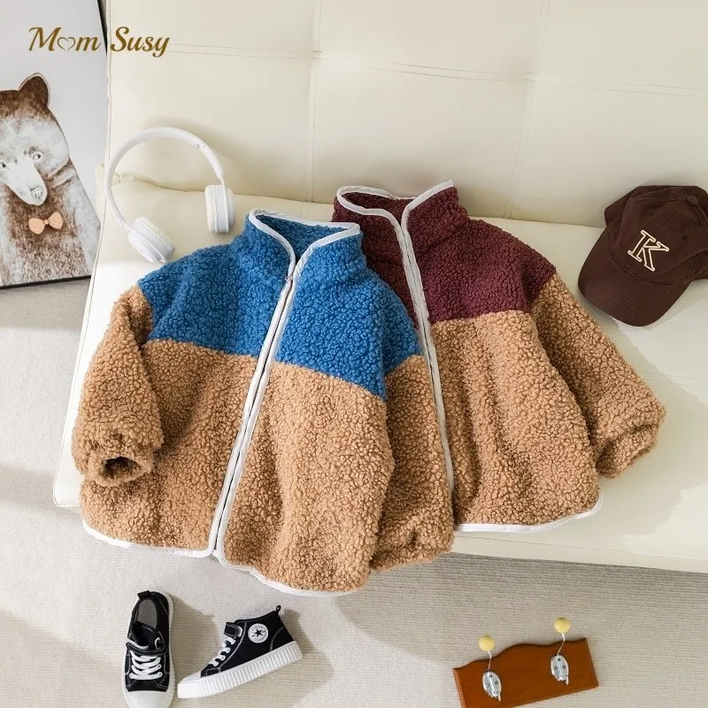 Fashion Baby Girl Boy Fleece Patchwork Jacket Thick Infant Toddler Child Warm Sheep Like High Quality Coat Baby Clothes 1-7Y