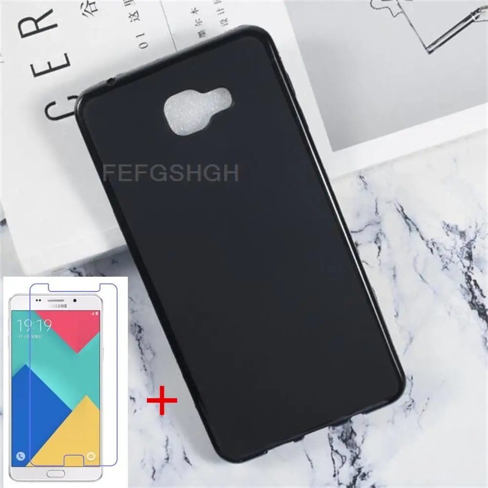 Anti-knock Soft TPU Phone Case For Samsung Galaxy A9 Pro 2016 A910 A9100 A910F SM-A910F Silicone Cover Bumper Tempered Glass