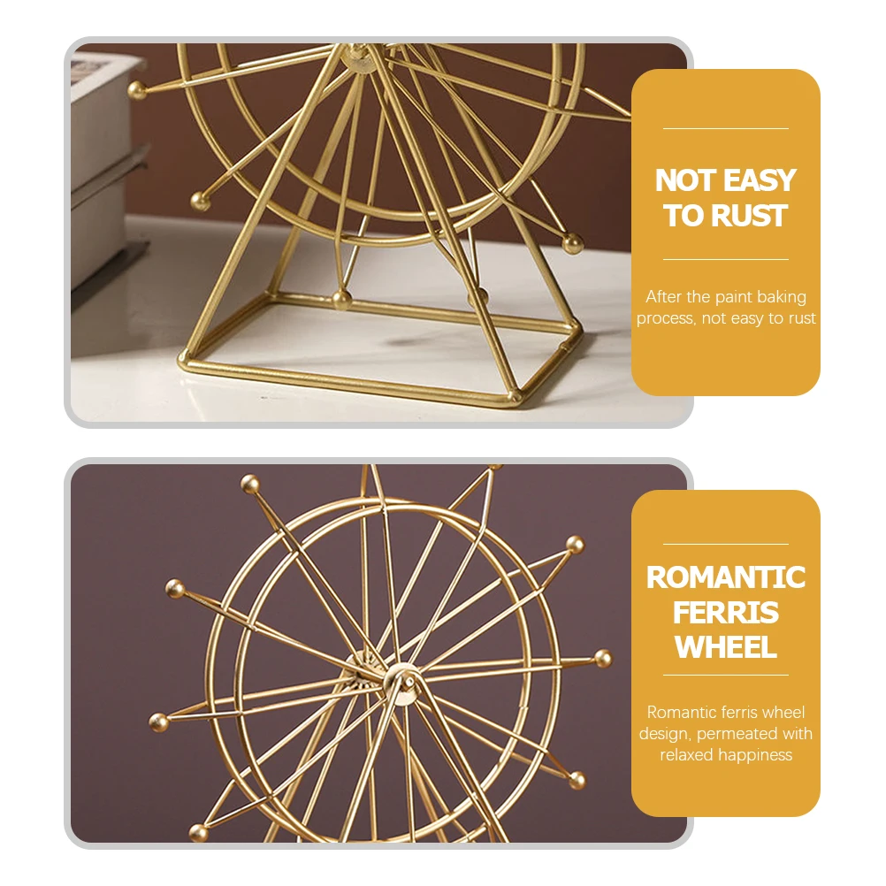 

Ferris Wheel Decorative Accents Iron Gold Mini Model Desk Shelf Home Office Living Room Table Decorations Modern Gifts