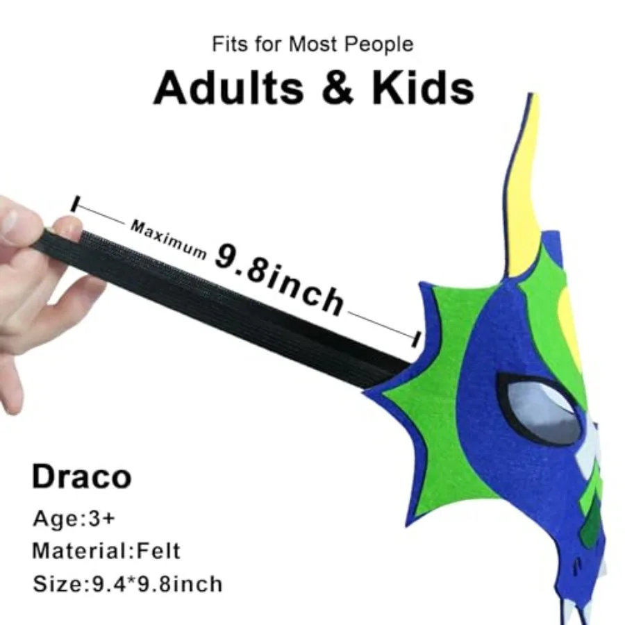 12 عبوة من أقنعة التنين اللباد للحفلات المفضلة، أزياء الهالوين، هدايا عيد الميلاد للأولاد والبنات - ملحقات ممتعة ومبتكرة