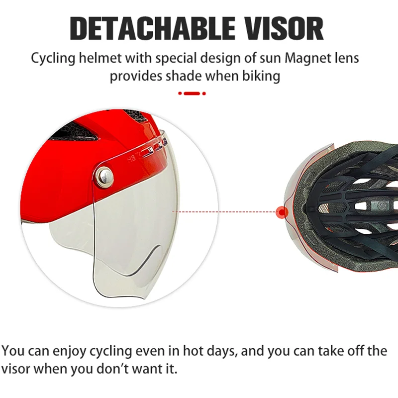 MOON Road Bike Helmet with Detachable Magnetic Goggles Durable Helmet for Adult Mountain Bicycle Commuting and Cycling