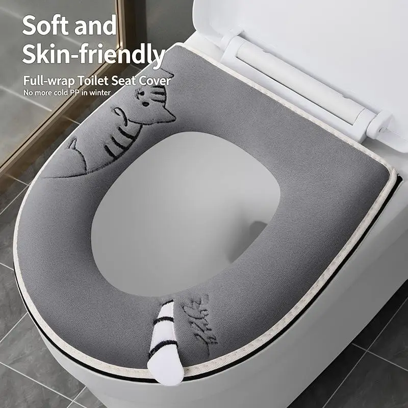 1Pcs Bathroom Toilet Seat Cover Soft Warmer Washable Mat Cover Pad Cushion Seat view 3