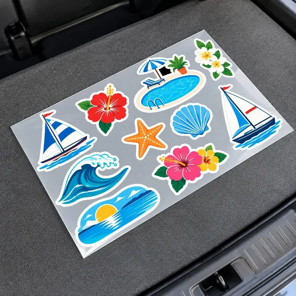 S-Sailboat S-Swimming P-Pool O-Ocean F-Floral M-Minimalist A-Art Motorcycle Sticker Set Reflective Decals For Helmet Fuel Tank