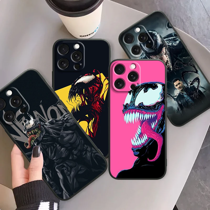 Venom Marvel Cool Mysterious For Apple iPhone 16 15 14 13 12 11 XS XR X Pro Max Plus Mini Black Funda Phone Case