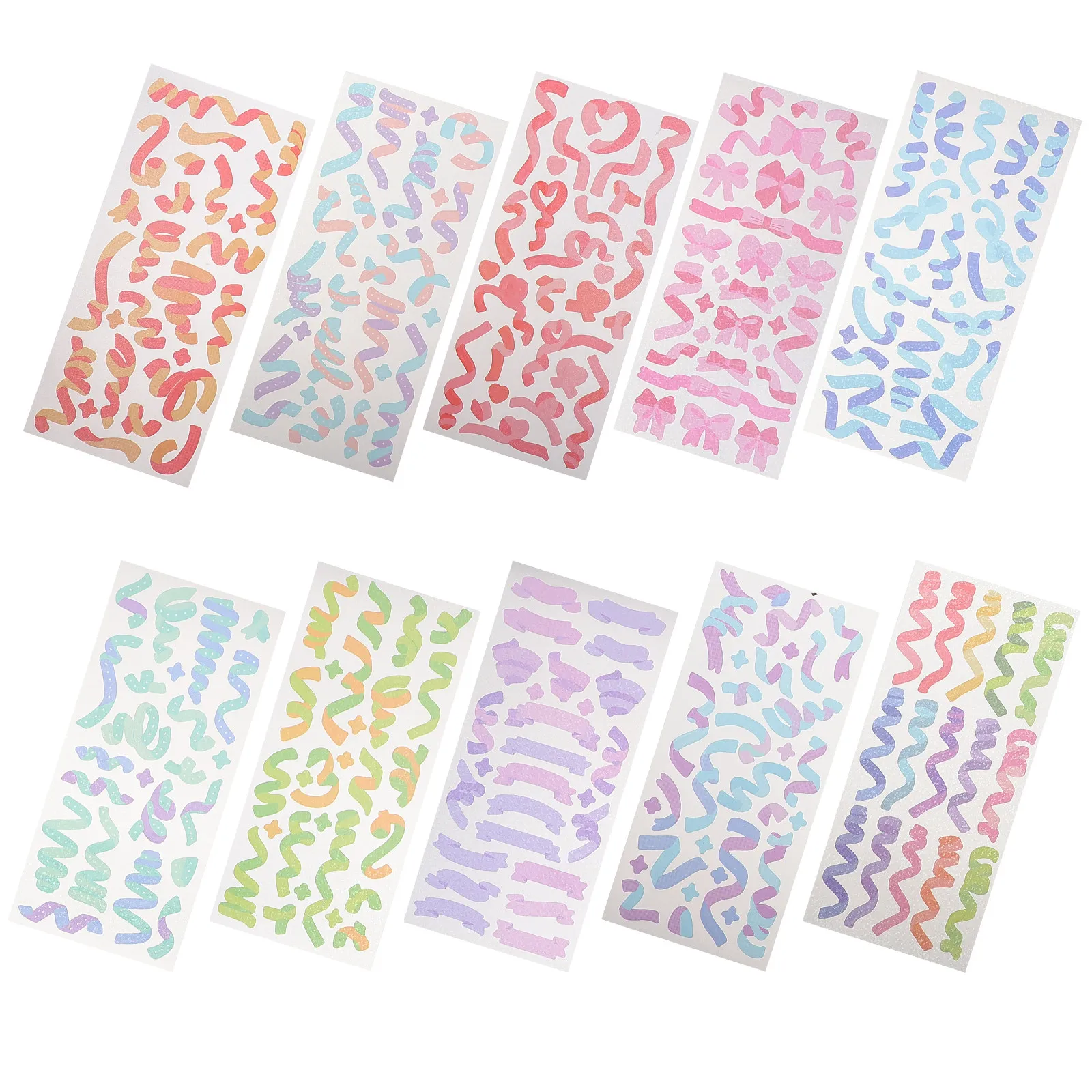 

10 Sheets Holographic Foil Sticker Pack Colorful Shiny Self Adhesive Decorative Stickers for Scrapbook Diary DIY Craft Gift