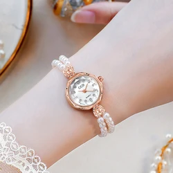 Luxury Women's Watch Quartz Simulated Pearl Rhinestone Elegant Lady Wristwatch Bracelet Watches Gifts Relogio Masculino New 2023