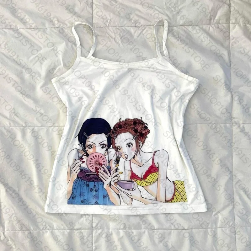 Top corto Vintage con estampado de dibujos animados para mujer, ropa sin mangas y camisola Y2k, ropa sexy para mujer, ropa de los años 90