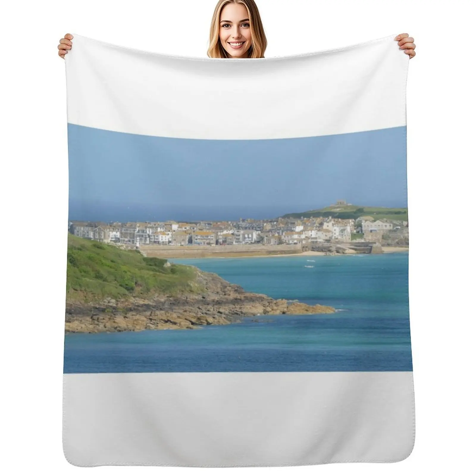 St Ives, Cornwall Throw Blanket Luxury Throw Flannels Decorative Throw sofa bed decorative Furry Blankets