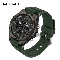 SANDA 6062 Sport Watch Fashion Casual Gold Wrist Watch Women Girl Military Waterproof Quartz Wristwatches Luxury Ms LED Digital