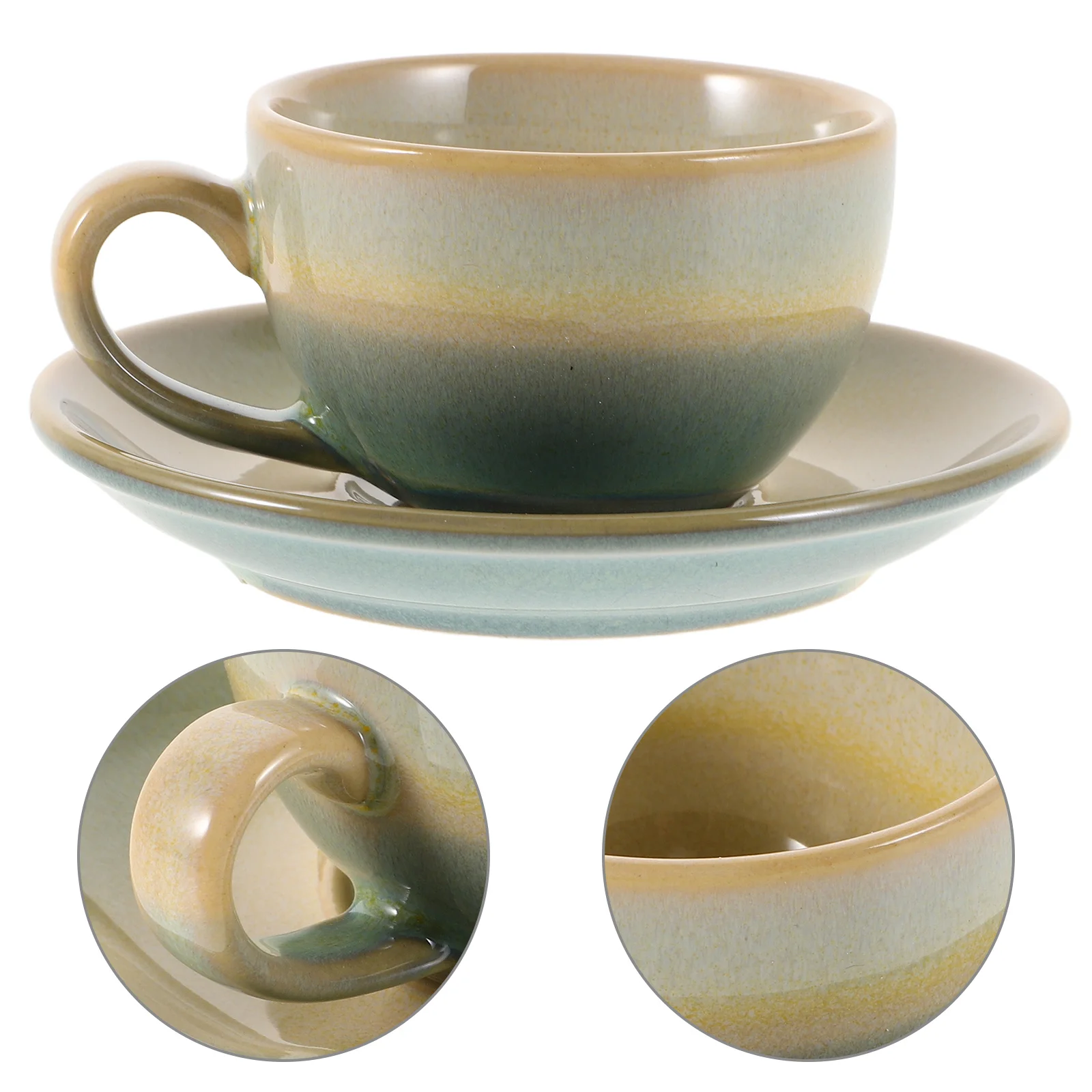 

1Set Retro Ceramic Coffee Cup Saucer Set Vintage Espresso Cappuccino Tea Milk Mug Porcelain 90ml Elegant Daily Use