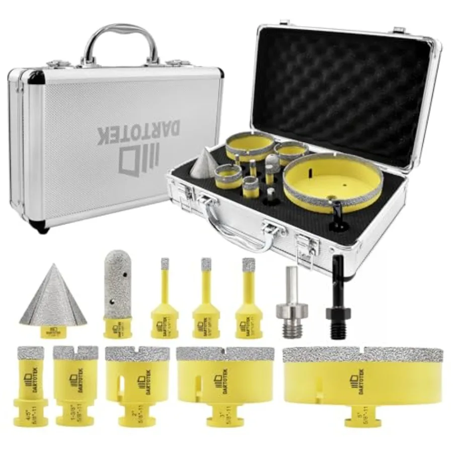 

Diamond Core Drill Bits Set PCS - Tile Hole Saw Kit 6/8//20/35/50/75/5/20mm/2inch/SDS/HEX for Porcelain, Ceramic Tile, Granite,