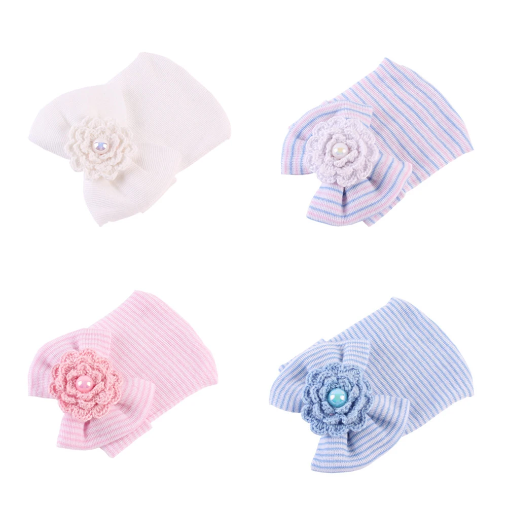 

Cute Bowknot Flower Cotton Hat for Baby Newborn Knit Cap Nursery Hat Infant Cap Photo Shoots Special Occasions Baby Care