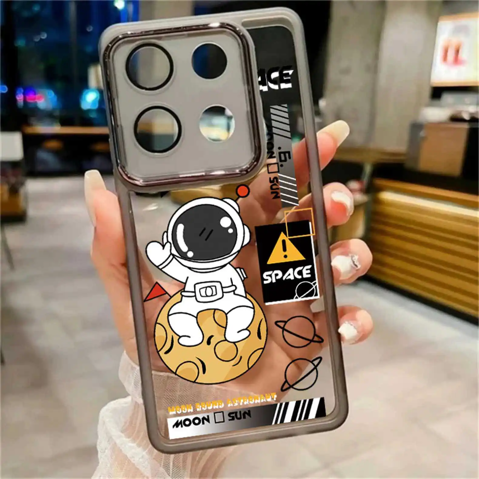 Original for Infinix Note 40 Pro 5G Silicone Soft Shell for infinix Note 30/40 Pro/ Pro Plus 4G/5G Full Moon Astronaut Pattern