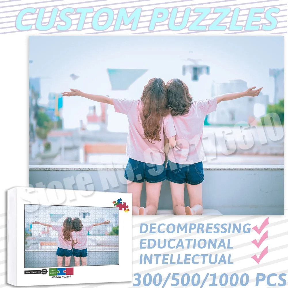 

Custom Puzzle 300/500/1000 PCS Paper Family Friends Couple Jigsaw Educational Decompressing DIY Large Puzzle Game Toys Gifts