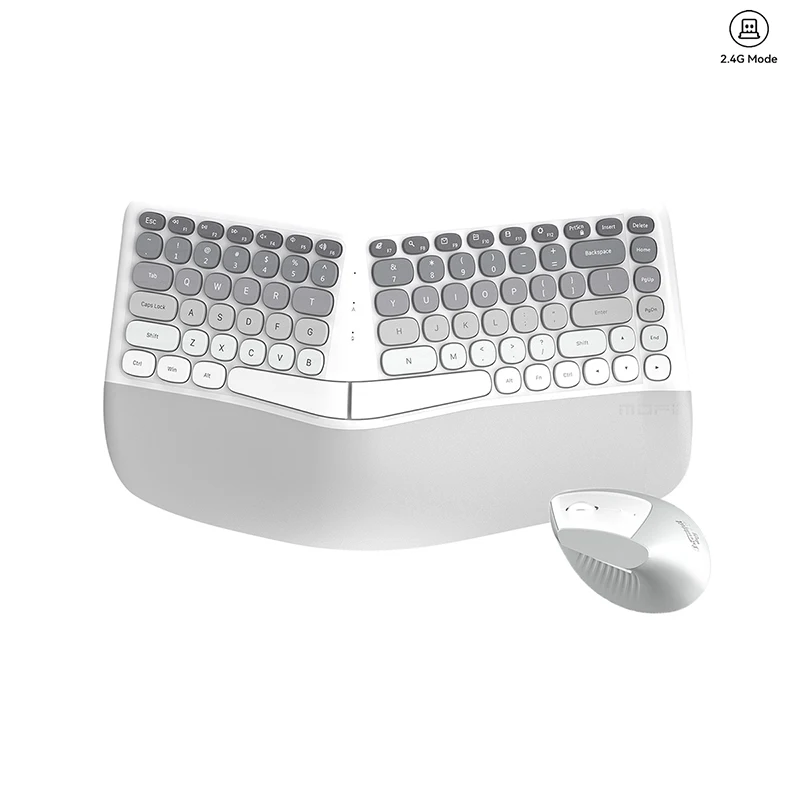 MOFII Ergonomische 2.4G draadloze toetsenbord-muiscombinatie met polssteun, gesplitst ontwerp, 1600 DPI verticale muis voor pc/laptop/desktop