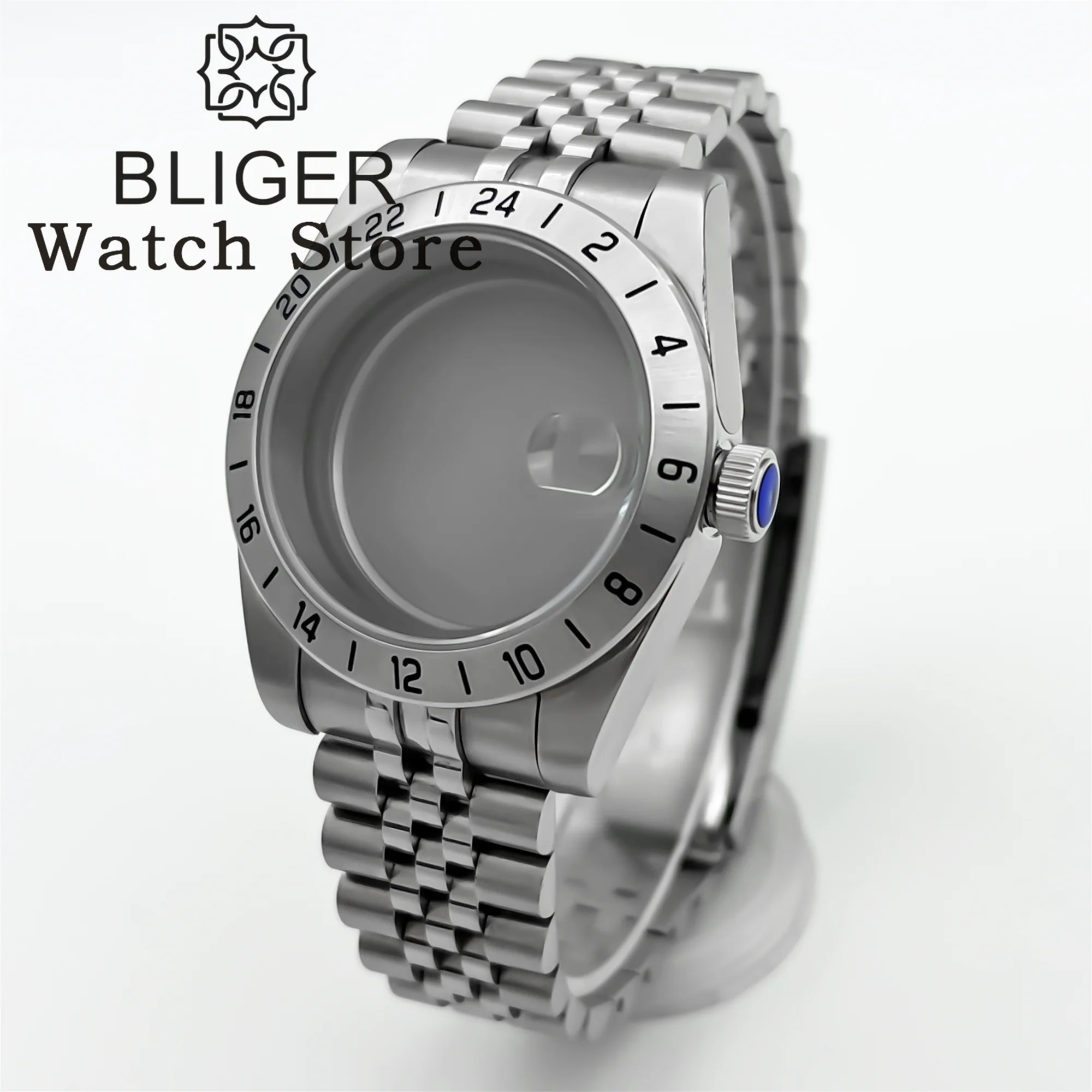 

BLIGER 39mm Explorer Case Solid Bezel Sapphire Glass Fit NH34 NH35 NH36 ETA2824 PT5000 Movement Stainless Steel Bracelet